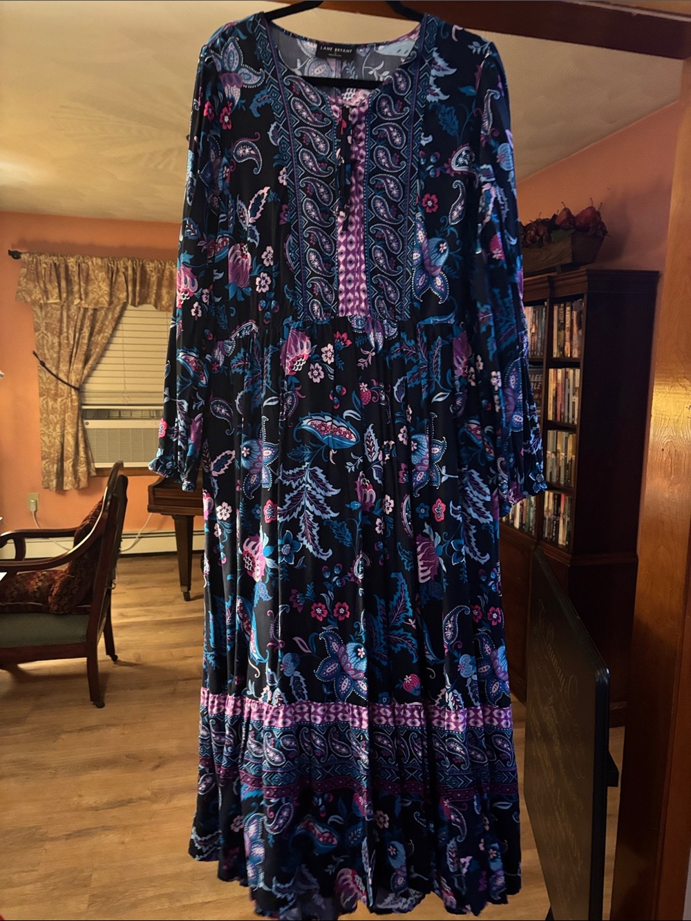 Lane Bryant Navy Maxi Dress with Pink & Teal Paisley